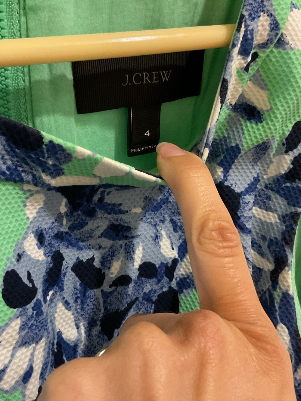 J. Crew green Floral Fit-and-Flare Dress lined pockets size 4 summer zip up - Picture 4 of 8